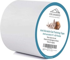 Anti Cat Scratch Tape, 4" x 30Yds, Transparent, Double Sided, Furniture Prote...
