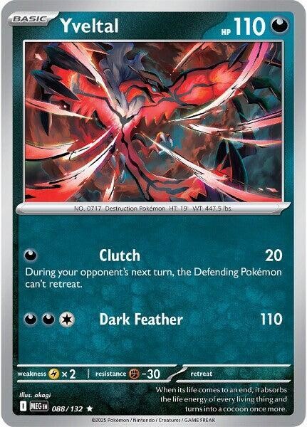 Yveltal Rare ME01: Mega Evolution 088/132 NM Reverse Holo