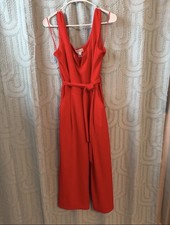 Apricot Women  s Red V-Neck Sleeveless Wide-Leg Belted Jumpsuit XL
