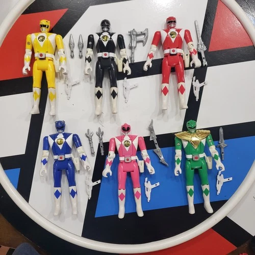 Vintage MMPR Power Rangers COMPLETE AUTO MORPHIN SET 6 Green Red Black Bandai R