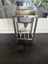 Stainless Steel Sink Freestanding Commercial Hand Sink Tap And Drainage New