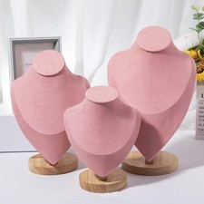 Wooden Mannequin Bust Necklace Display Stand Neck Pendant Jewelry Holder