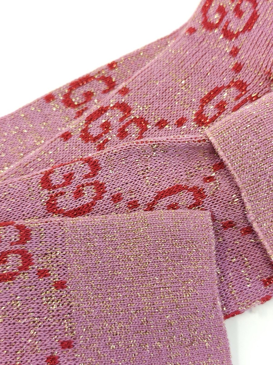 Gucci women's Socks Pink GG glitter Logo small 2500 | eBay