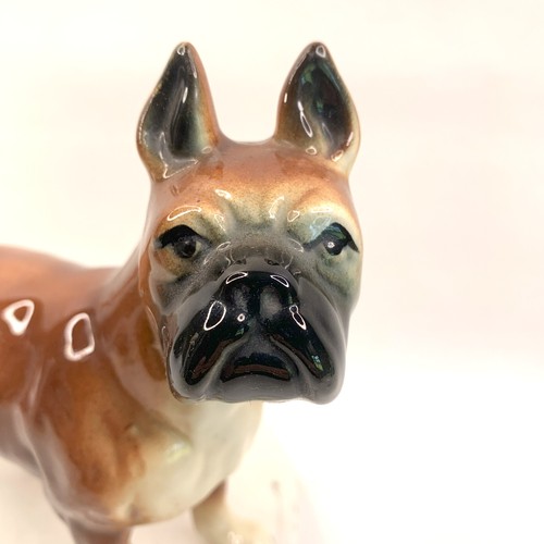 Vintage Ceramic Boxer Dog Figurine 8" Hand-Painted Brown & White Mid-Century - Picture 2 of 7
