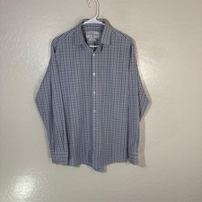 Mizzen Main Leeward Shirt Mens Medium Blue Gingham Trim Fit Stretch USA Made