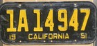 1951 California License Plate — photo 1