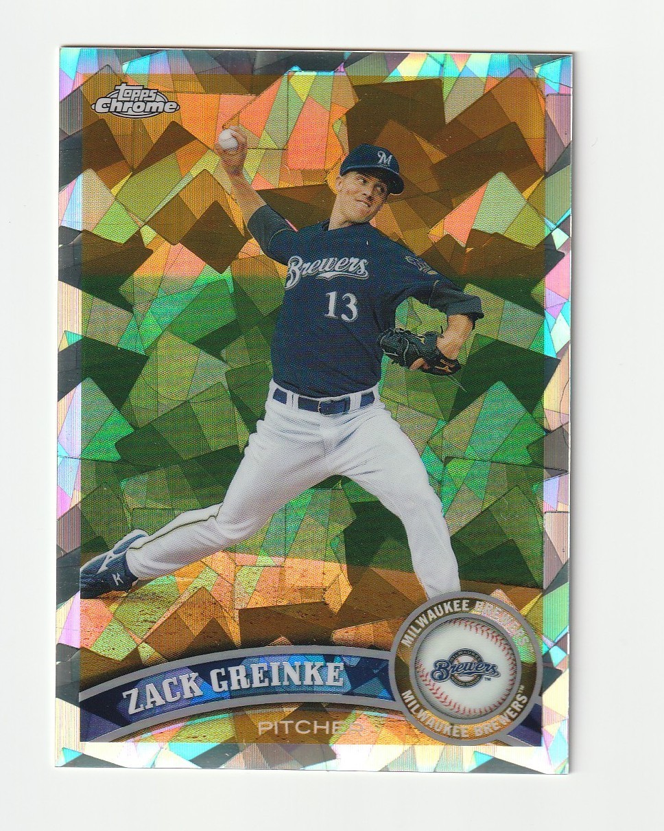 2011 Topps Chrome ZACK GREINKE /225 Atomic Refractor Milwaukee Brewers Card #6