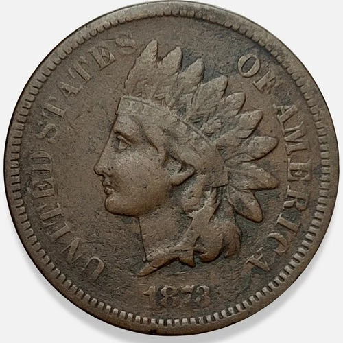 1873 1c Indian Head Cent Penny "Closed 3" Good G+ * ORIGINAL *