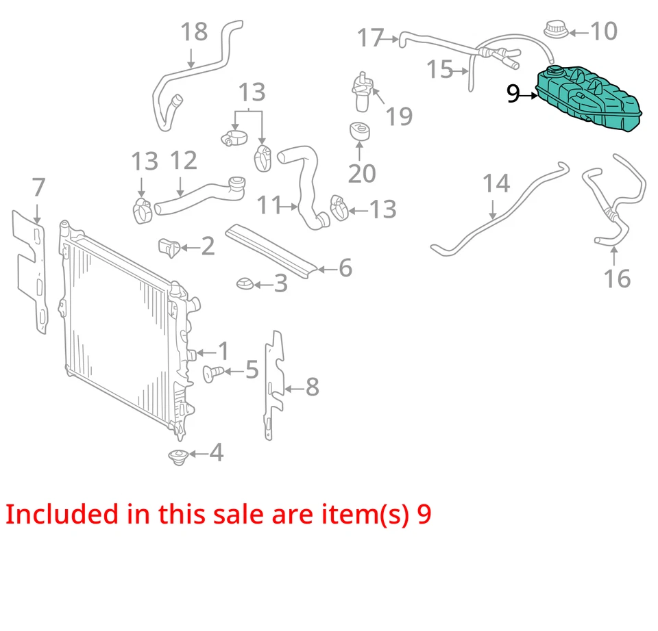 Mercedes-Benz ML320 1998 radiador refrigerante desbordamiento expansión tanque botella RU7 OZ Foto 3 de 4