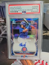 2023 Bowman Chrome Pedro Ramirez 1st Bowman Auto Blue Crater/150. PSA 10 Cubs