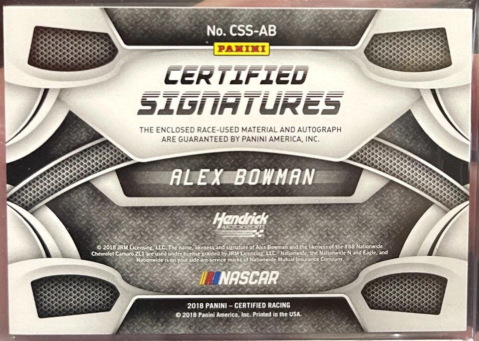 Alex Bowman 2018 Certified Signature Swatches 20/99 - Image 2 of 2