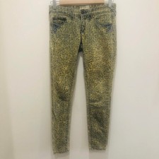 Free People Faded Skinny Floral Print Light Wash Mid-Rise Jeans Size 25 Boho