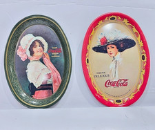2366.16B ~ Set of 2 1973 Reproduction Coca-Cola Oval Mini Trays!