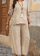 Size 22 Outfit. 2 Piece Set. Beige Colour. Elasticated Waist Trs. Matching Top.