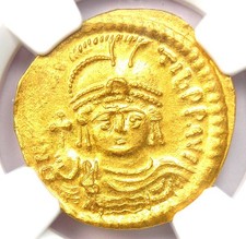Maurice Tiberius Gold AV Solidus Angel Coin 582-602 AD - Certified NGC MS (UNC)