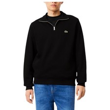 Lacoste Hombres Sudadera Cuello Alto Interlock Sudadera Algodón Ropa Deportiva Jersey