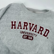Bay State Apparel Harvard University Long Sleeve Crewneck Sweater Gray Men XL