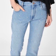 ISABEL MARANT, ETOILE Jeans Califfy Silver Stud Women's Size 36 Light *Flawed
