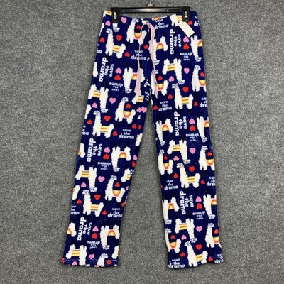 Bobbie Brooks Womens Small Blue Save the Drama Llama Plush Lounge Pants NEW