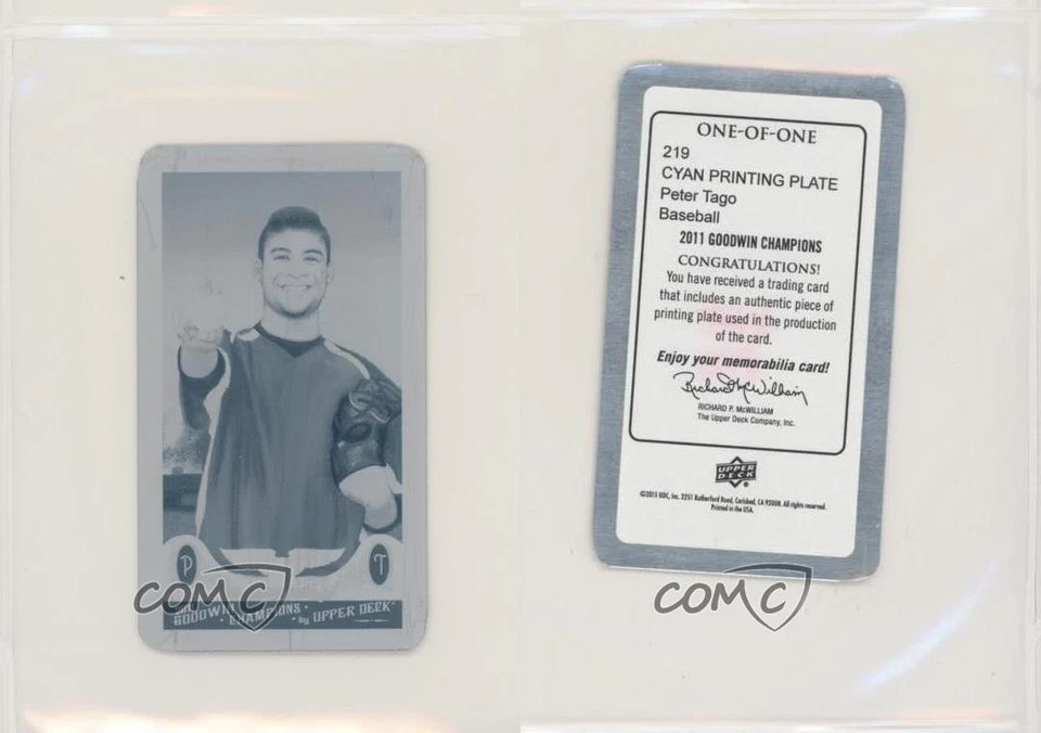 2011 Upper Deck Goodwin Champions Printing Plate Mini Cyan 1/1 Peter Tago 0c3 - Image 3 of 3