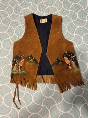 Vintage Native American Child s Hand Painted Vest Pieles Apache 