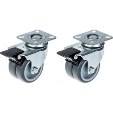 Ruote gemelle da 75 mm 3" in gomma grigia girevoli con freno Portata 200 kg, set
