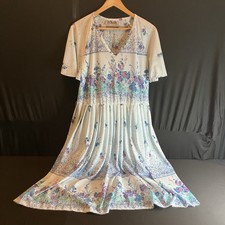 Vintage In-Roads Dallas New York Floral V-Neck Midi Dress