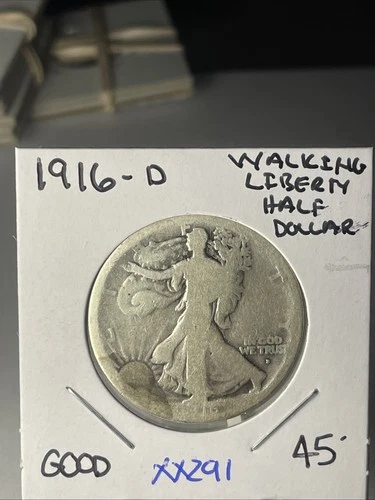 KEY DATE 1916 D WALKING LIBERTY HALF DOLLAR IN GOOD CONDITION  XX291