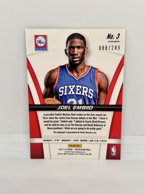 JOEL EMBIID Rookie 2014 Panini Prizm Blue Auto /249 Philadelphia