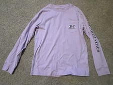 Vineyard Vines Shirt Youth Small Lavender Long Sleeve Pocket Whale Graphic