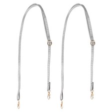 2 Pcs 51 Inch Leather Purse Handle Strap  Adjustable Length Strap Silver