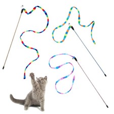 3 PCS Interactive Cat Rainbow Wand Toys, Interactive Cat Teaser Wand Toys for...