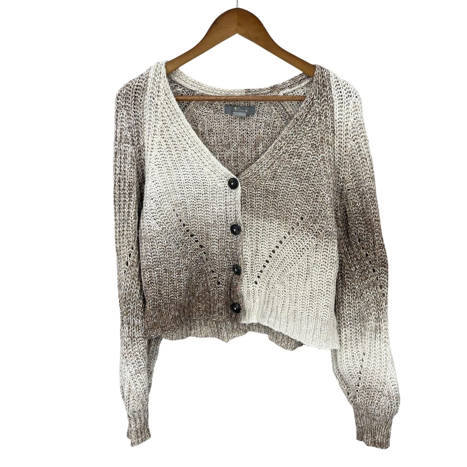 Cárdigan Suéter Natural Reflections Mujer Academia Marrón Ombre Botón Talla M Foto 3 de 4