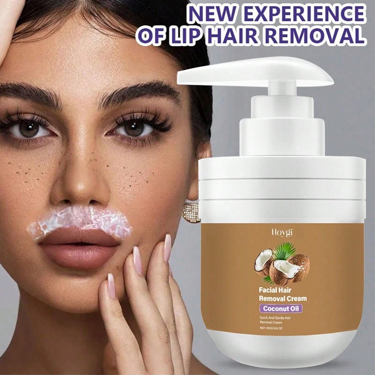 Facial Depilatory Cream, Coconut Facial Hair Removal Cream for Women for Uppe