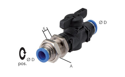 Druckluft IQS Standard Schott-Absperrhahn M16x1 mit Steckanschluss, alle Größen