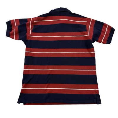 90s~ Lands’ End USA Sweatshirt Polo Vtg Lands End Red Blue Stripe Polo Shirt Mens L USA | eBay