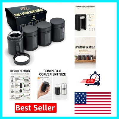 Elegant Smell Proof 120mL Containers with Viewing Window - Set of 4 Glass Jars