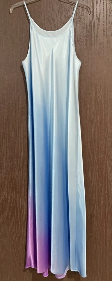 Conjunto de bata y camisón Valerie Stevens para mujer L azul lavanda satinado femenino Foto 4 de 4