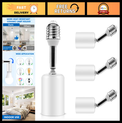 Heat-Resistant E26/E27 Ceramic Light Bulb Socket Extender Adapter, 4.5'' Adjustab