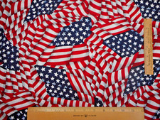 Patriotic Quilt Fabric By The Yard Packed Flags Cotton 4th of July Vtg