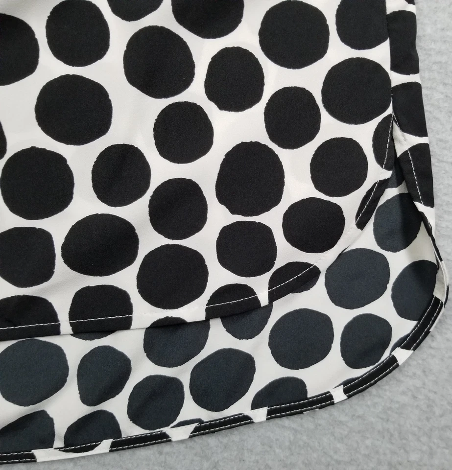 Merona Tank Top Women’s Large White Black Polka Dots Sleeveless Blouse Neck Tie — 第 3/4 张图片