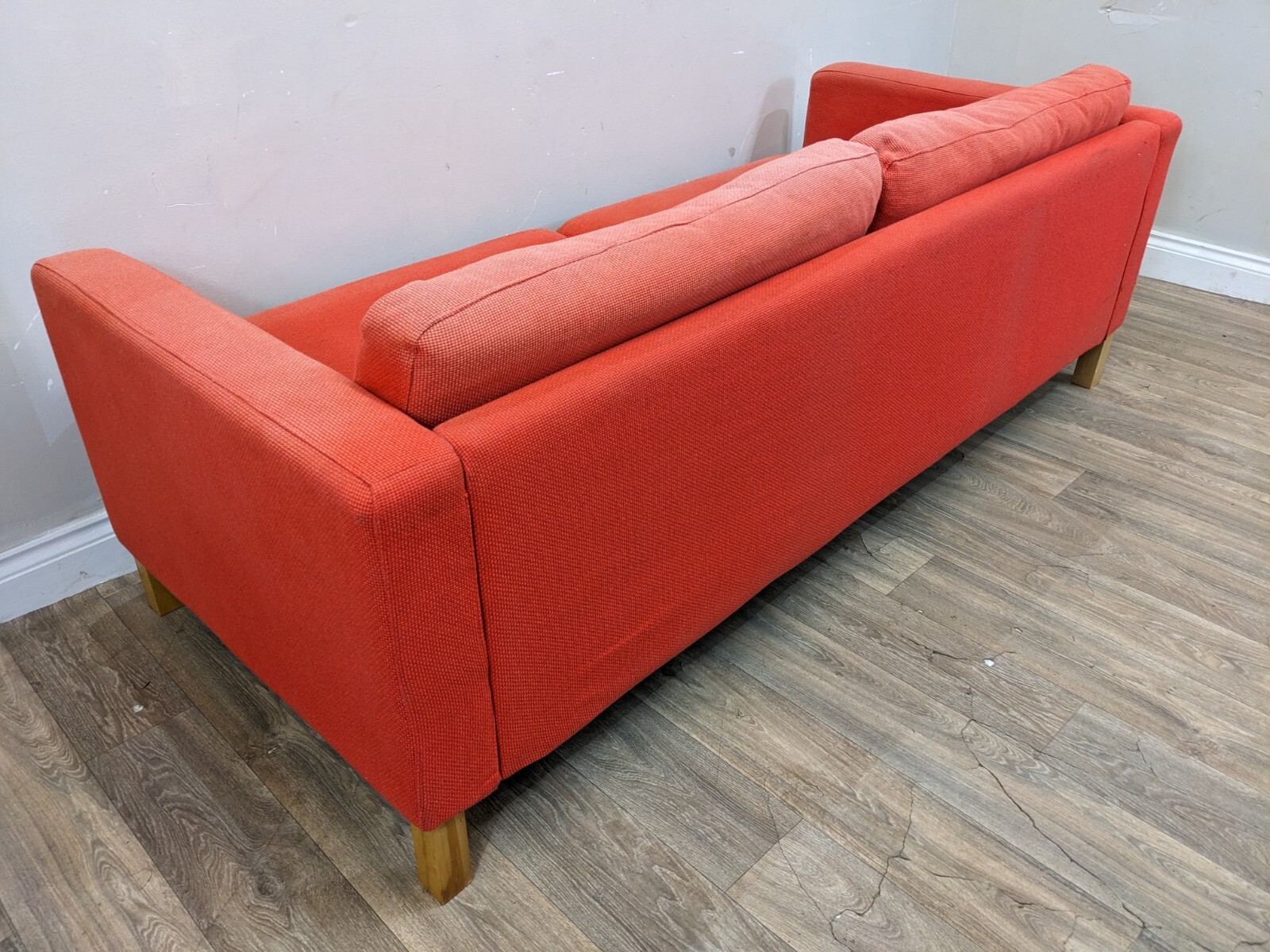 SOFA 4 Seater Ikea Karlstad Red Wooden Legs Reversible