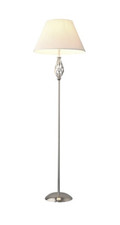 Floor Lamp Kingswood Barley Twist Traditional - Satin Silver with Cream Shade