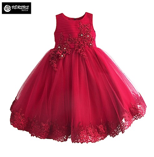 Vestito Bambina Abito Rosso Principessa Cerimonia Girl Red Party Dress  DGZF024B | eBay