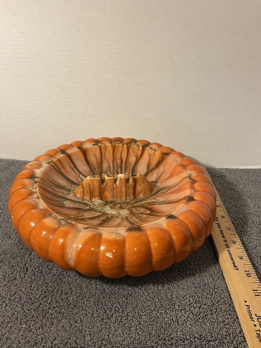 antique large heavy orange ashtray - Picture 3 of 9