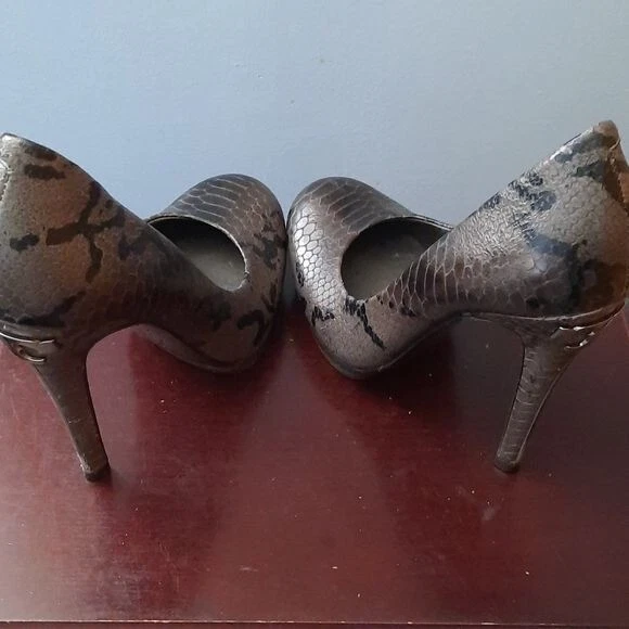 Tory Burch Jude 蛇皮皮革细高跟鞋厚底高跟鞋 7.5 码 — 第 4/4 张图片