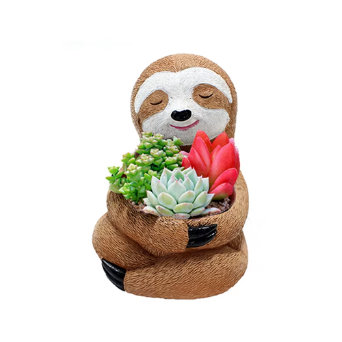 Cute Sloth Succulent Resin Planter Pot – Cartoon Animal Garden Decor Flower Pot - Picture 11 of 11