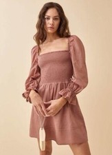 NWT! Reformation Dunes Mini Dress in Praline Size 10 100% Organic Cotton