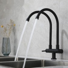 Rotate Kitchen Sink Faucet Single Cold Double Outlet Pipe Kitchen Tap Stream