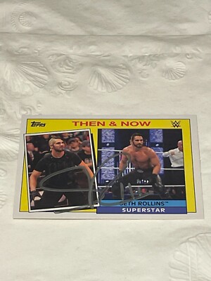 2015 Topps Heritage WWE Then and Now Seth Rollins #23 HAND SIGNED AUTO NO COA